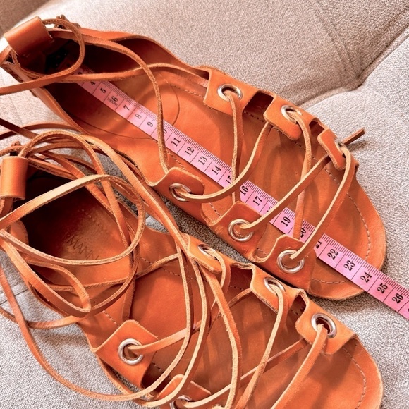 Zimmermann Leather Gladiator Flat Sandals strappy wrap riveted brown tan boho - Picture 6 of 12
